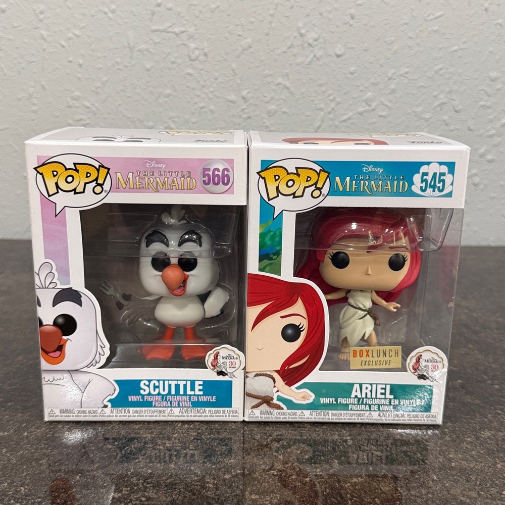 The Little Mermaid Scuttle and Ariel Funko Pop Vinyl Figures